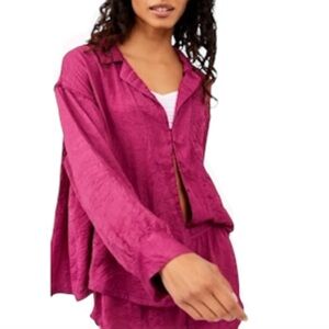 Women's Silky Pink Pajama Top